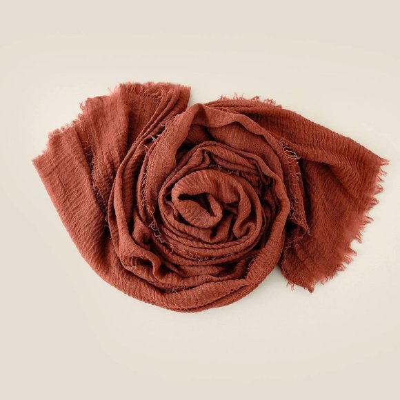 Super Soft Raw Hem Solid Gauze Scarf Shawl Head Wrap for All Seasons - Mustard - Picture 10 of 13